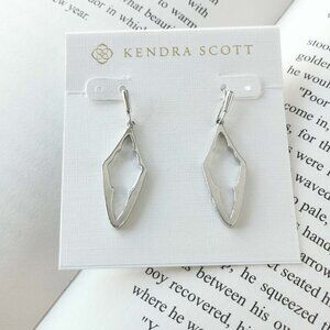 NEW Kendra Scott Elongated Abbie Silver Open Frame Earrings Authentic